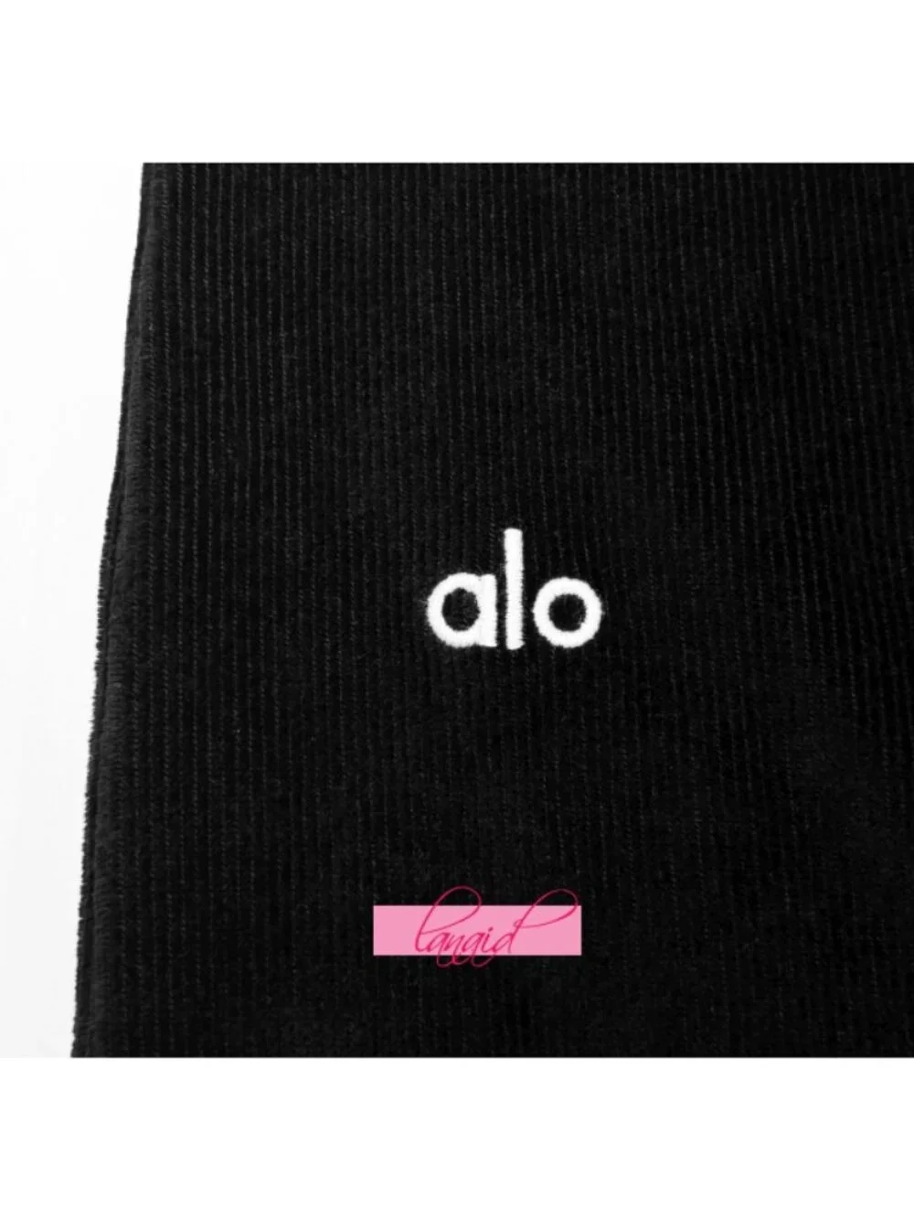 NEW Alo Micro Corduroy Dreamer Wide Leg Trousers Black High-Rise Waist Waisted M